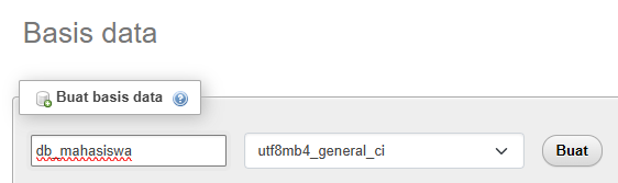 Pembuatan database db_mahasiswa